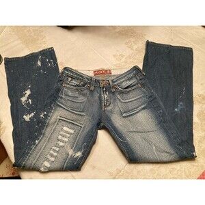 Hint Blue Jeans Women’s Size 5 Distressed Bootcut Denim Y2K Low-rise 90s